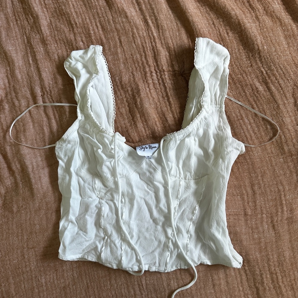 White Lace Trim Tank Top